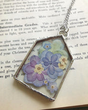 Load image into Gallery viewer, Home Shaped Necklace with Hydrangea and Forget Me Nots