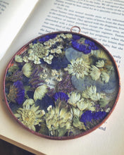 Load image into Gallery viewer, Round Purple &amp; White Botanical Mini Wall Hanging
