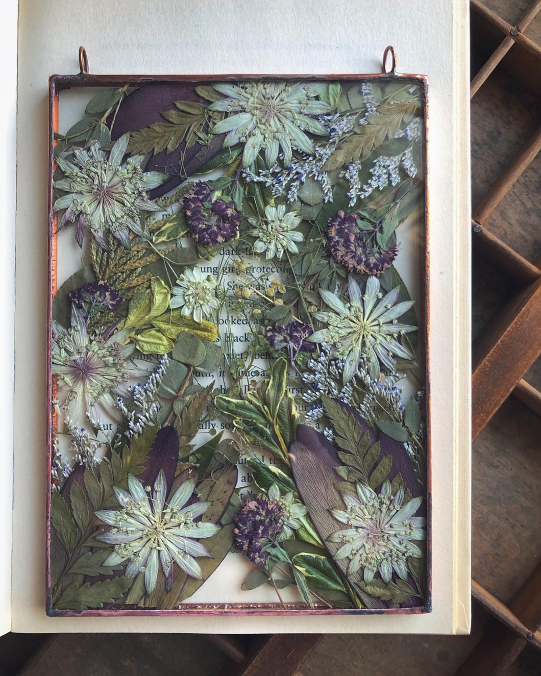 Rectangle Botanical Mini Wall Hanging with hanging chain