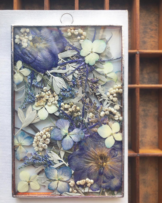 Rectangle Mixed Blue Botanical Mini Wall Hanging