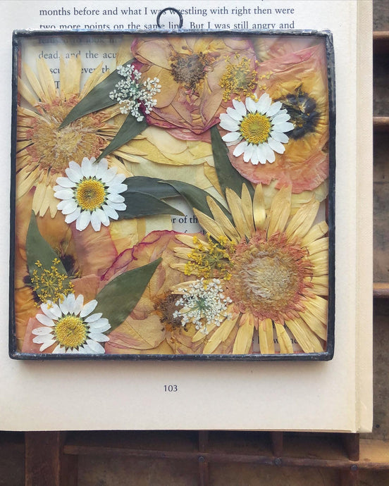Square Orange Mixed Botanical Mini Wall Hanging