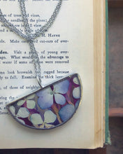 Load image into Gallery viewer, Half Round Flat Glass Necklace with Hydrangea Petals