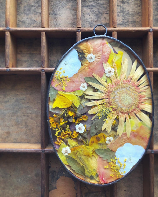 Oval Orange Mixed Botanical Mini Wall Hanging