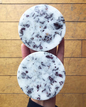 Load image into Gallery viewer, ROSE PETALS &amp; SILVER FLAKE COASTERS (SET OF 2 )