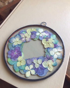 Round Mixed Hydranga Mini Wall Hanging