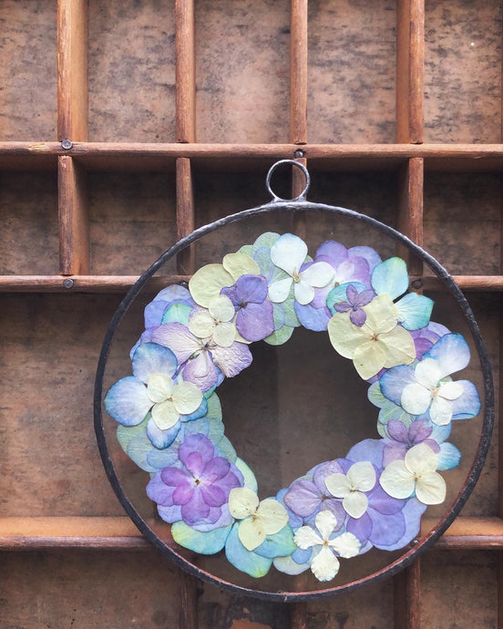 Round Mixed Hydranga Mini Wall Hanging