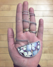 Load image into Gallery viewer, Half Round Flat Glass Necklace with Hydrangea Petals