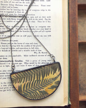 Load image into Gallery viewer, Half Round Flat Glass Necklace with Ferns and Peach Rose Petals