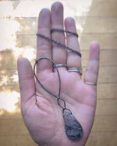 Black Rutile Quartz & Wire Necklace
