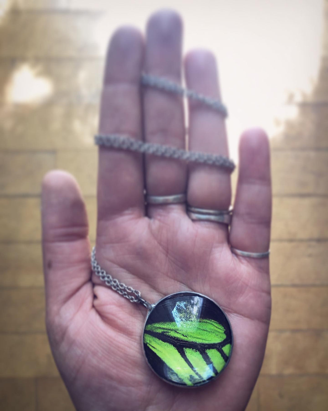 Green Birdwing Butterfly Necklace