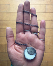 Load image into Gallery viewer, Fern on White With Crescent Moon Backing  Necklace