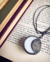 Load image into Gallery viewer, Fern on White With Crescent Moon Backing  Necklace