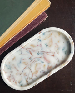 ORANGE & BLUE FLORAL OVAL TRAY