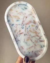 Load image into Gallery viewer, ORANGE &amp; BLUE FLORAL OVAL TRAY
